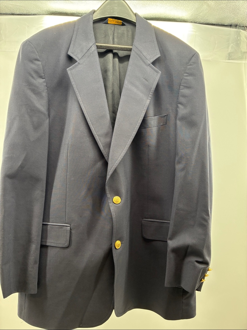 Brooks Brothers Navy Blue Two-Button Blazer with Gold Buttons